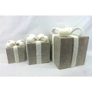 6-10" CHAMPAGNE-GOLD/ SILVER JEWEL GIFT BOX - SET OF 3