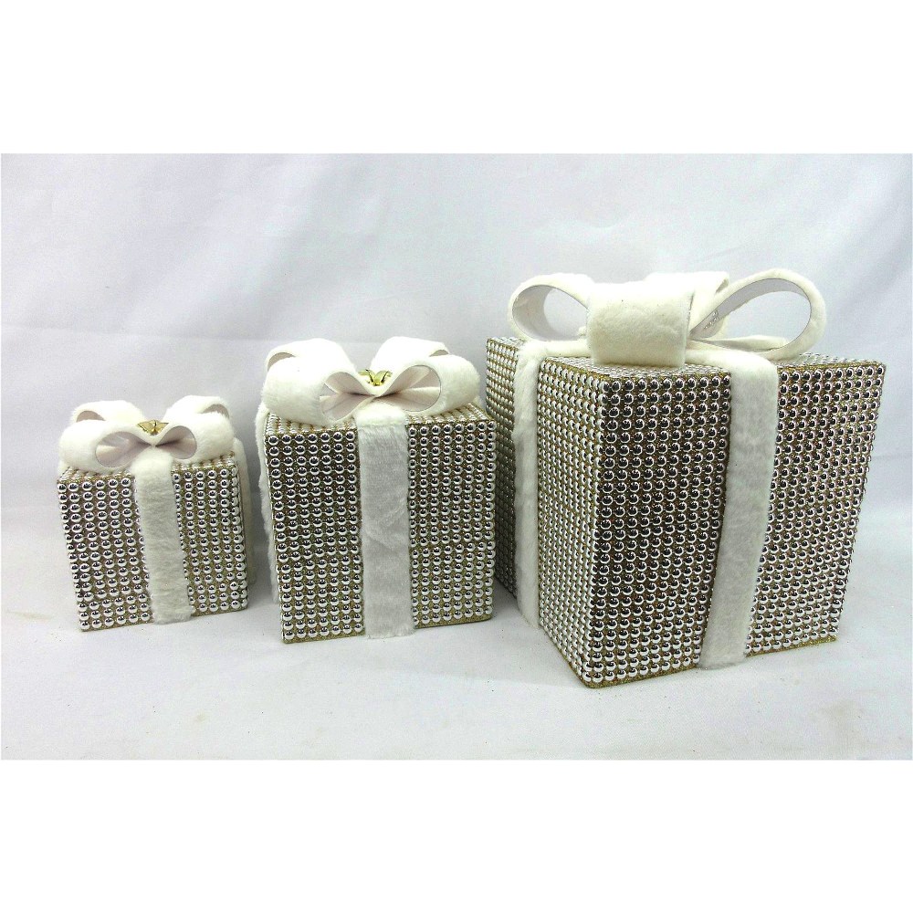 6-10" CHAMPAGNE-GOLD/ SILVER JEWEL GIFT BOX - SET OF 3