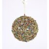 6" GOLD/ MULTI-COLORED SEQUIN TWIG BALL ORNAMENT