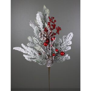 24" SNOW PINE/ RED BERRY/ PINECONE SPRAY