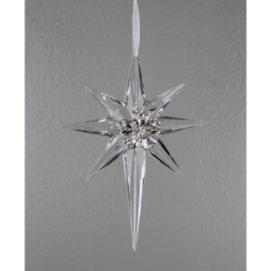 8" PLATINUM/ CLEAR JEWEL ACRYLIC STAR ORNAMENT