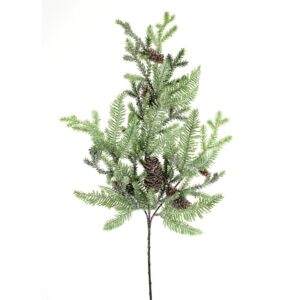 28" GREEN FROSTED PINE/ CONE SPRAY