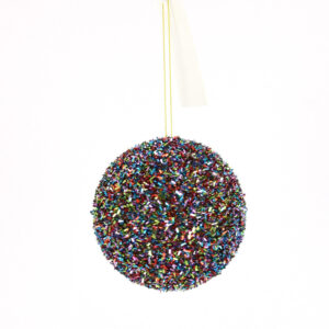 4" BLUE/ MULTI-COLORED EYELASH BALL ORNAMENT
