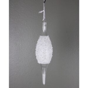 10" CLEAR/ WHITE FROSTED GLASS FINIAL ORNAMENT