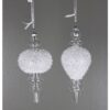 7.75" CLEAR/ WHITE FROSTED GLASS FINIAL ORNAMENT