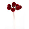 20" DARK RED/ BURGUNDY VELVET CLUSTER BERRY STEM