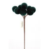 20" DARK GREEN/ EMERALD VELVET CLUSTER BERRY STEM