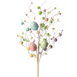 20" PASTEL WOOD BEAD AND EASTER EGG SPRAY - SET OF 6