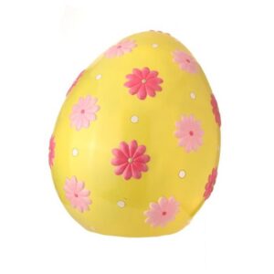 22.75" YELLOW/PINK RESIN OUTDOOR EASTER EGG