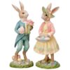 16" RESIN DRESSED BUNNY WITH EGG - SET OF 2