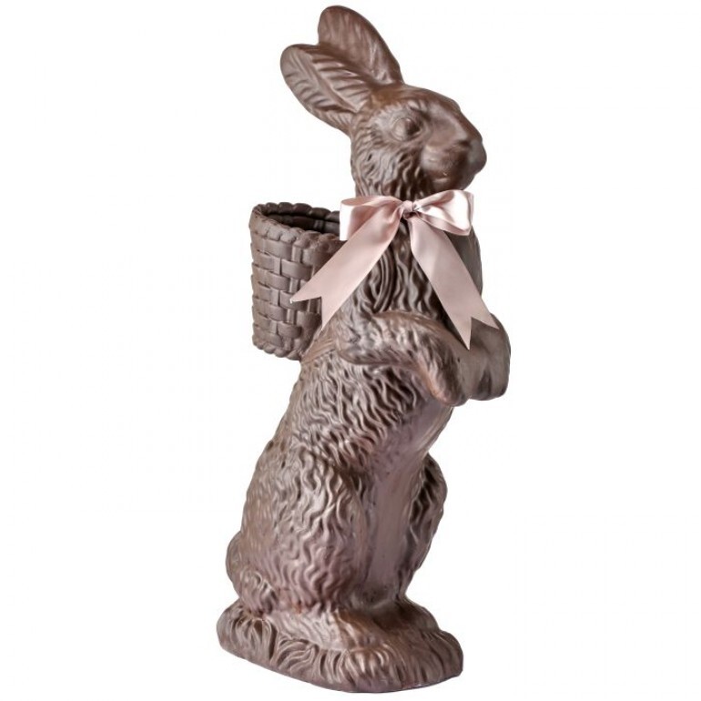 35" RESIN STANDING CHOCOLATE BUNNY WITH BASKET