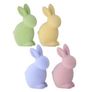 7.5" RESIN FLOCKED SITTING BUNNY - SET OF 4