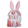 12.5" PINK & WHITE LED/BATTERY/TIMER CARDBOARD EASTER BUNNY HOUSE