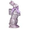 20.5" LAVENDER RESIN FOILED STANDING CHOCOLATE BUNNY WITH BASKET