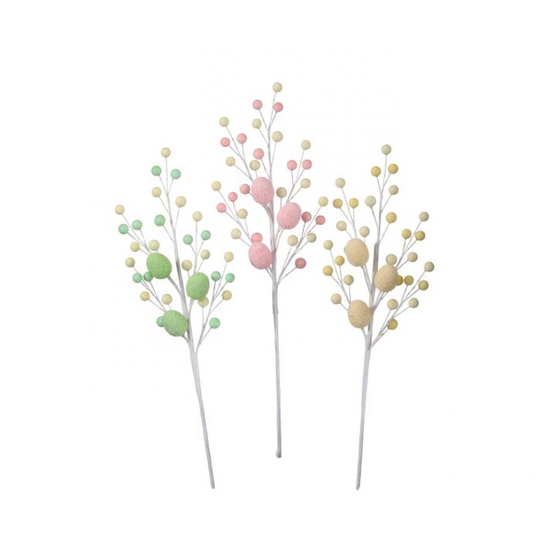 18"GLAZED EGG AND BERRY SPRAY - SET OF 12