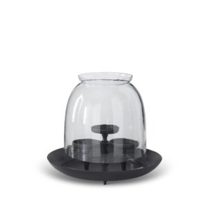 13.25" MATTE BLACK METAL 3 PILLAR CANDLEHOLDER HURRICANE