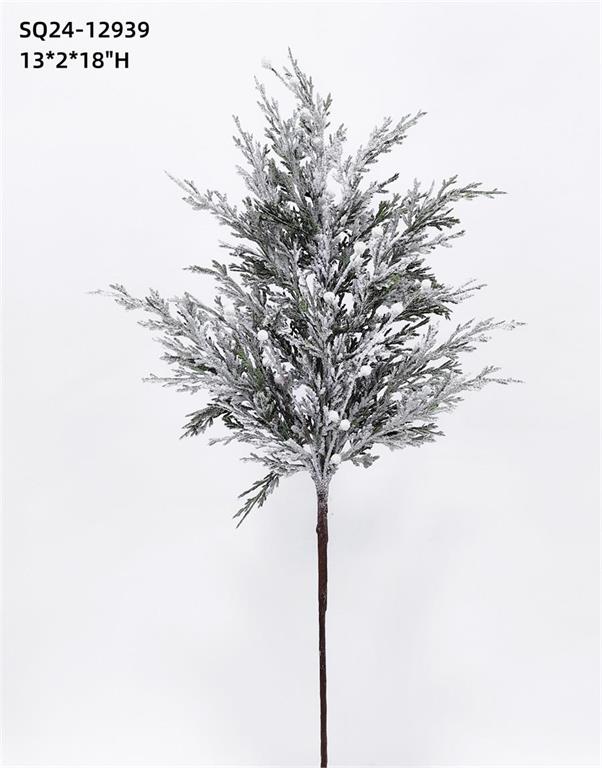 28" WHITE/GREEN SNOWY PINE SPRAY